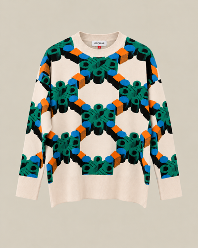 Vector Oversized Unisex Knit Sweater in Jacquard