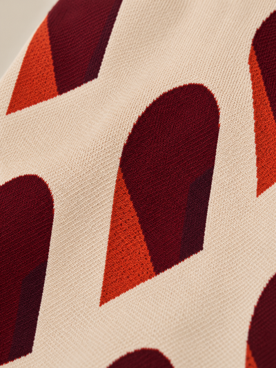 AFORMA Façade oversized unisex knit vest in blush and burgundy arch jacquard, view 8