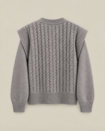 AFORMA Frame oversized unisex cable-knit sweater in light speckled grey, view 3