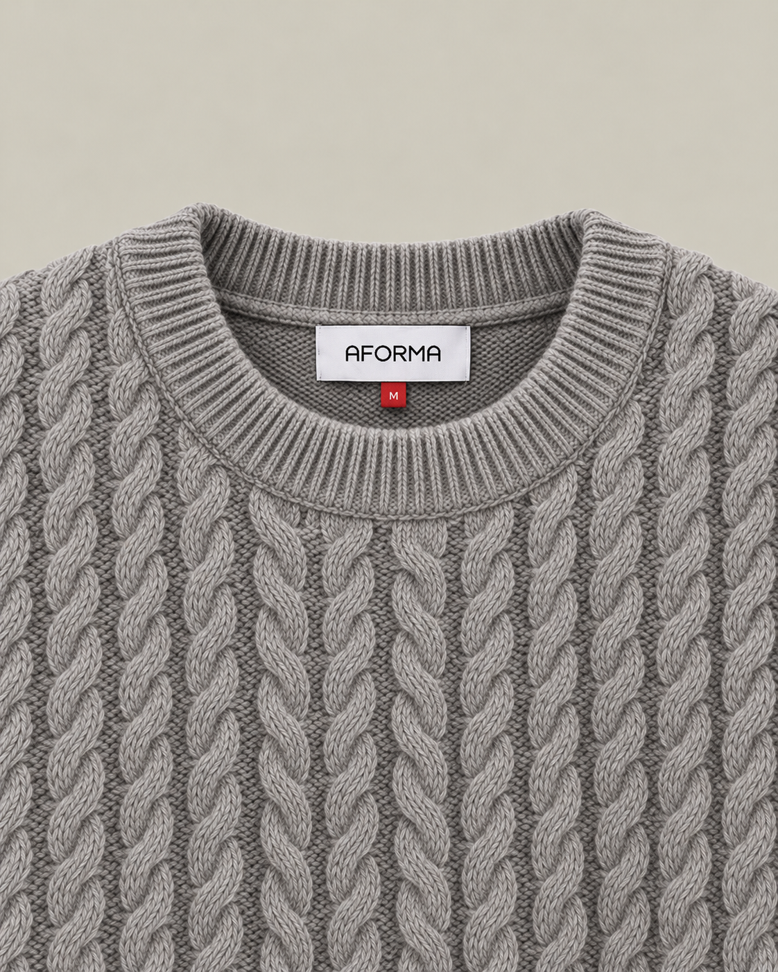 AFORMA Frame oversized unisex cable-knit sweater in light speckled grey, view 5