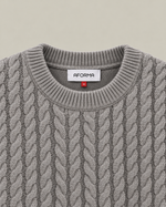 AFORMA Frame oversized unisex cable-knit sweater in light speckled grey, view 5