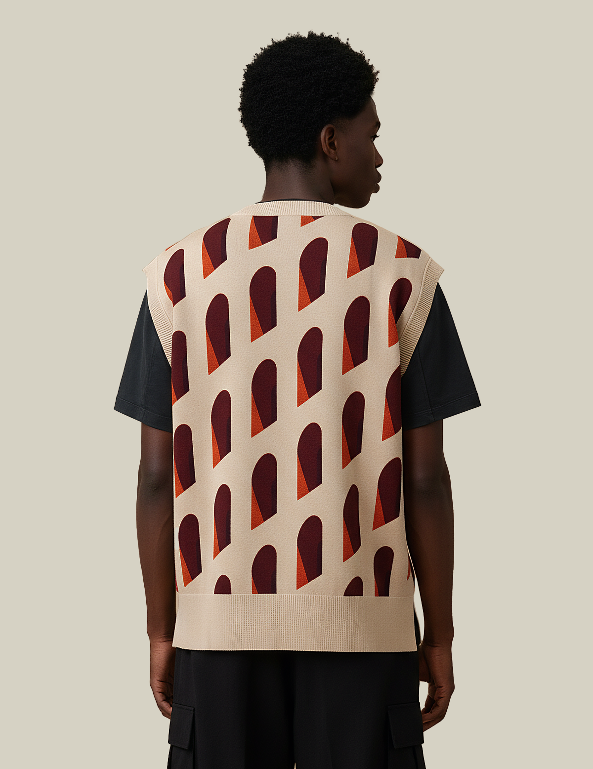 Façade Oversized Unisex Knit Vest in Jacquard