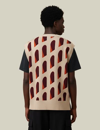 Façade Oversized Unisex Knit Vest in Jacquard