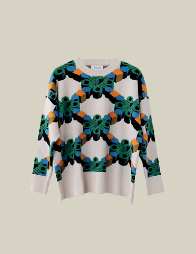 Vector Oversized Unisex Knit Sweater in Jacquard