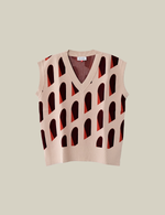 Façade Oversized Unisex Knit Vest in Jacquard