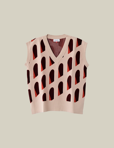 Façade Oversized Unisex Knit Vest in Jacquard