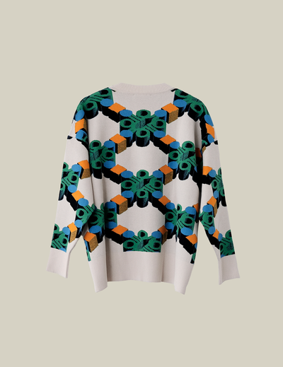 Vector Oversized Unisex Knit Sweater in Jacquard