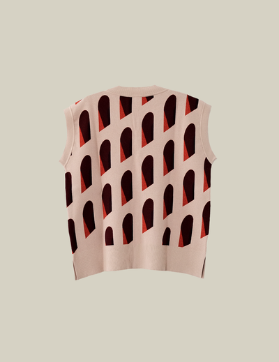 Façade Oversized Unisex Knit Vest in Jacquard