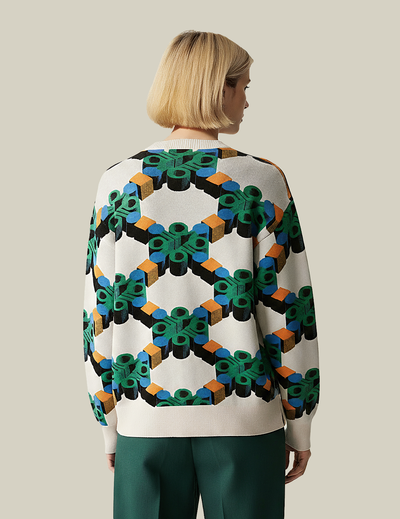 Vector Oversized Unisex Knit Sweater in Jacquard